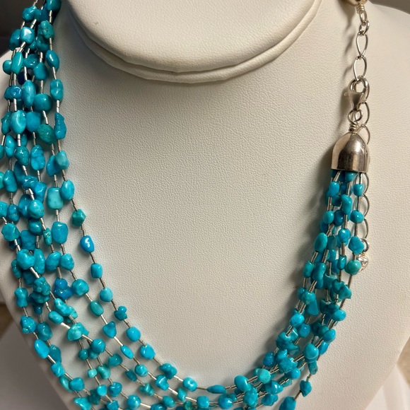 Jay King DTR Liquid Sterling Silver Blue Turquoise Multi Strands Necklace. - Picture 3 of 7